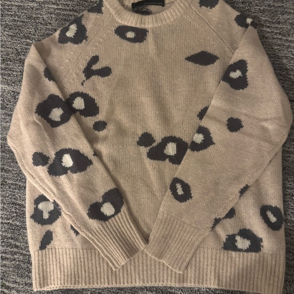 360 Cashmere Taupe Leopard Cashmere Sweater